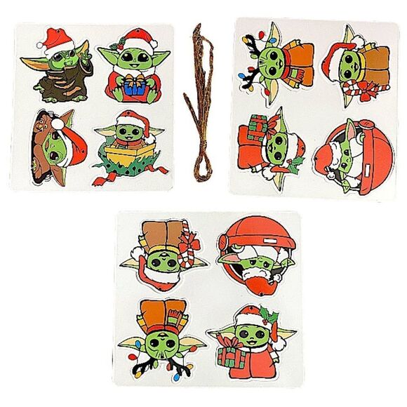 12 Christmas Ornaments Set Die Cut Grogu Christmas Tree Pendants Holiday Festive - Picture 1 of 5